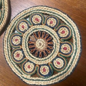 Vintage Handcrafted Woven Wicker Coaster Trivets